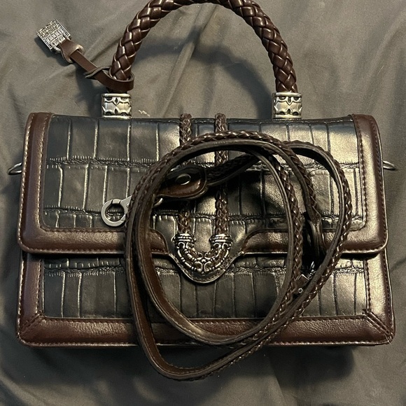 Marc Chantal satchel bag faux crocodile embossing with shoulder strap - Picture 6 of 6